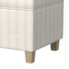 Pyp Square Storage Ottoman, 18 Inch Ivory Pinstripe Fabric, Brown Legs