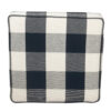 Pyp Square Storage Ottoman, 18 Inch Black Plaid Cotton, Ebony Legs