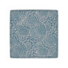 Pyp Square Storage Ottoman, 18 Inch Blue Ivory Floral Fabric, Brown