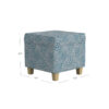 Pyp Square Storage Ottoman, 18 Inch Blue Ivory Floral Fabric, Brown