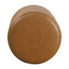 Sem Round Accent Ottoman, Brown Channel Tufted Faux Leather 18 Inch