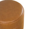 Sem Round Accent Ottoman, Brown Channel Tufted Faux Leather 18 Inch