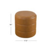 Sem Round Accent Ottoman, Brown Channel Tufted Faux Leather 18 Inch