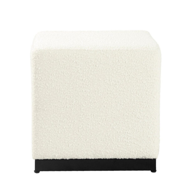 300620266a441eb1017d7.jpeg Lev Accent Ottoman, Square Cube SIlhouette with White Boucle 16 Inch
