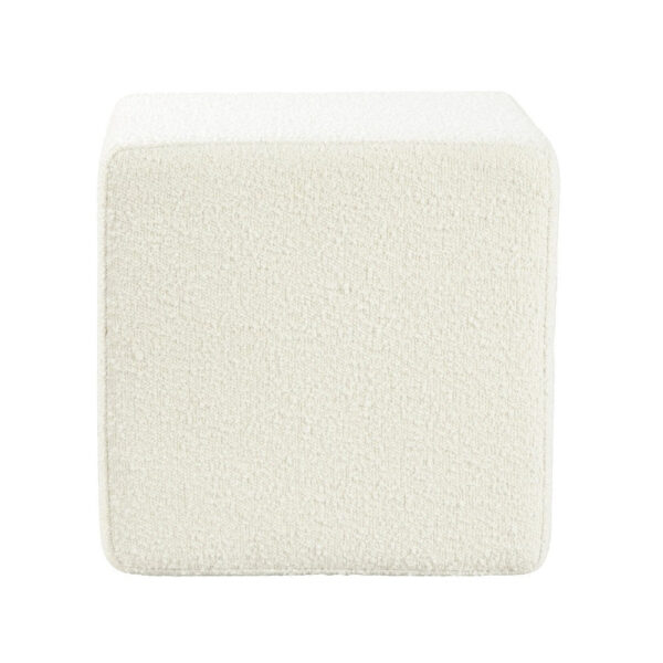 300620266a441eb5f2140.jpeg Lev Accent Ottoman, Square Cube SIlhouette with White Boucle 16 Inch