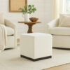 300620266a441ebaaf06a.jpeg Lev Accent Ottoman, Square Cube SIlhouette with White Boucle 16 Inch