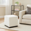 300620266a441ebce5af2.jpeg Lev Accent Ottoman, Square Cube SIlhouette with White Boucle 16 Inch
