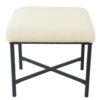 Zac Square Ottoman Footstool, Black, Cream Faux Sheepskin 19 Inch