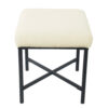 Zac Square Ottoman Footstool, Black, Cream Faux Sheepskin 19 Inch