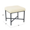 Zac Square Ottoman Footstool, Black, Cream Faux Sheepskin 19 Inch