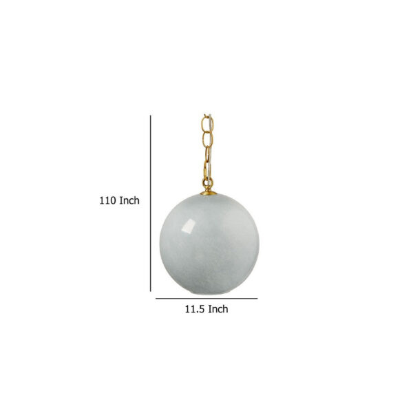 Tero Ceiling Pendant Light, Blue Blown Glass, Antique Brass, 12 Inch