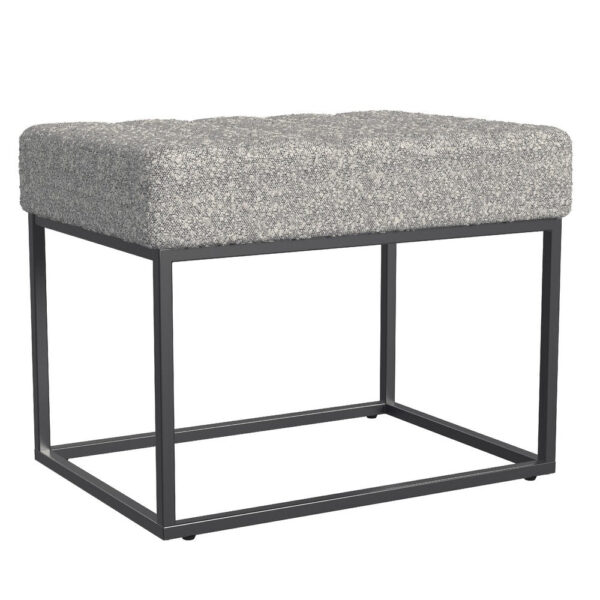 Kai Ottoman Footstool, Heather Gray Yarn Cream Boucle, Black, 22 Inch