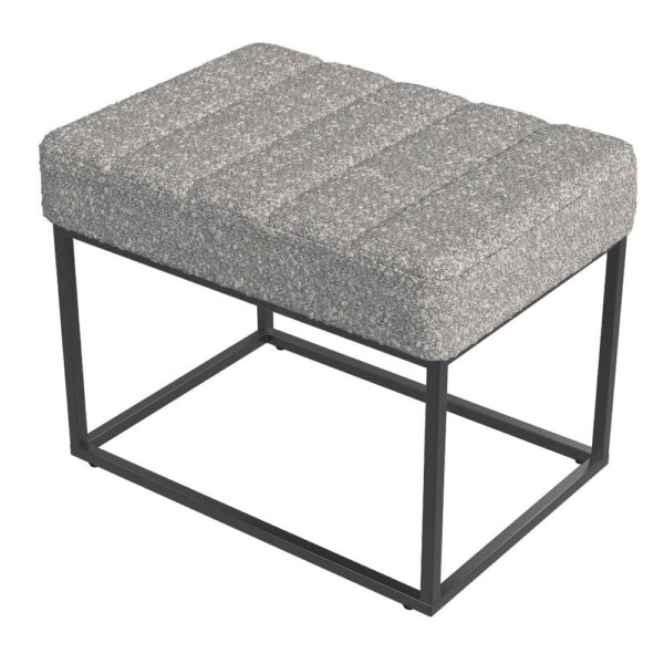 Kai Ottoman Footstool, Heather Gray Yarn Cream Boucle, Black, 22 Inch