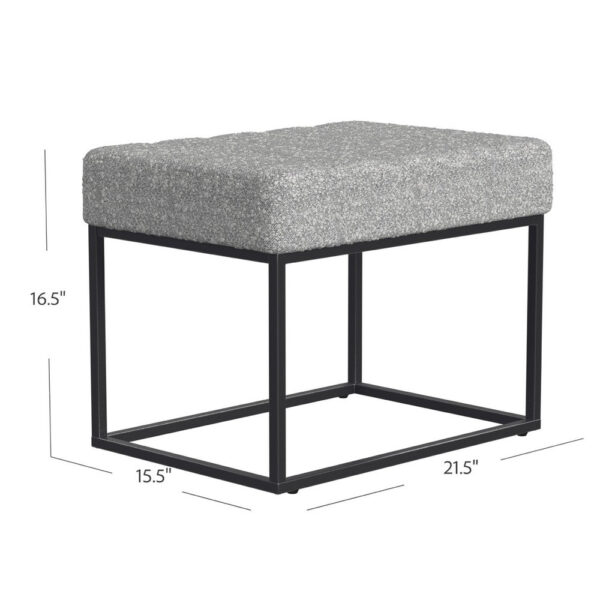 Kai Ottoman Footstool, Heather Gray Yarn Cream Boucle, Black, 22 Inch