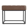 Kai Ottoman Footstool, Dark Brown Faux Leather, Black Metal, 22 Inch