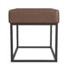 Kai Ottoman Footstool, Dark Brown Faux Leather, Black Metal, 22 Inch