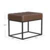 Kai Ottoman Footstool, Dark Brown Faux Leather, Black Metal, 22 Inch