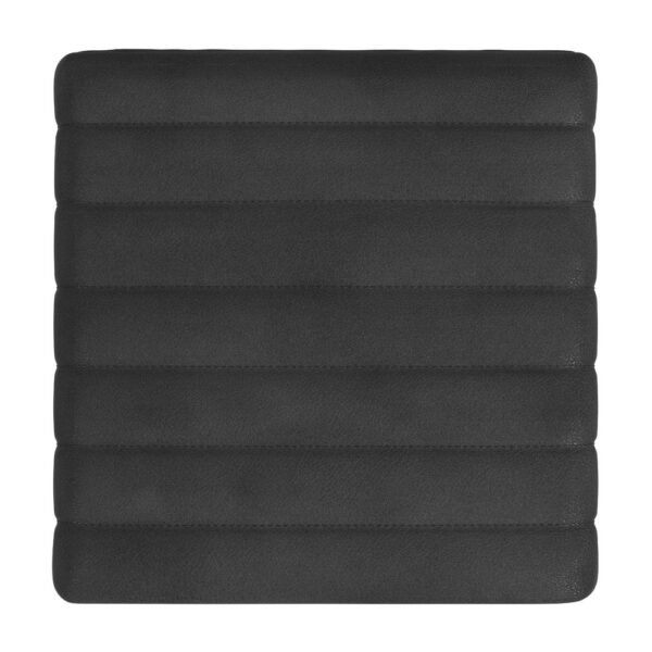 300620266a441f53417fa.jpeg Ada Footstool Ottoman, Channel Tufted Black Faux Leather, 19 Inch