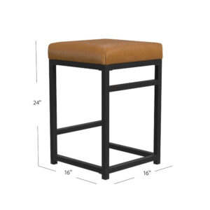 300620266a441f8f075be.jpeg Toko Backless Counter Stool, Brown Faux Leather, Industrial Black
