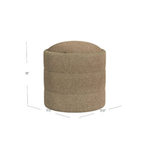 Modern Storage Ottoman, Brown Boucle Seat Cushion, 18 Inch Round