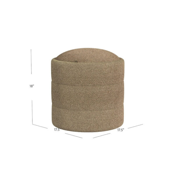 300620266a441fb736f87.jpeg Modern Storage Ottoman, Brown Boucle Seat Cushion, 18 Inch Round