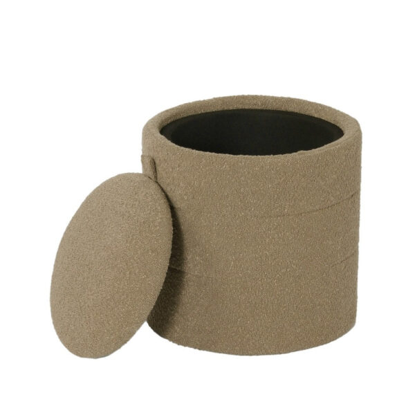 300620266a441fbc62b36.jpeg Modern Storage Ottoman, Brown Boucle Seat Cushion, 18 Inch Round