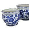 3pc Modern Planter, Japanese Inspired Art Design, Blue White Ceramic