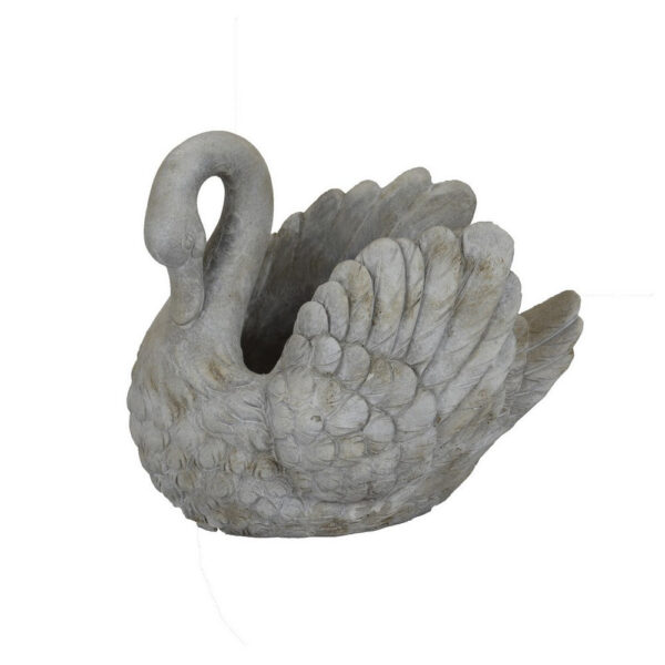 300620266a442037c9822.jpeg Jina Planter with Swan Sculpted Details, Gray Terracotta 10 Inch