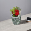 300620266a44205514950.jpeg Kerry Accent Planter Pot Set of 4, Green Floral Pattern, White Ceramic
