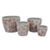 Kerry Accent Planter Pot Set of 4, Pink Floral Pattern, White Ceramic