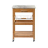 300620266a4420811796d.jpeg Jude Rolling Kitchen Bar Cart, 2 Shelves, Faux Marble, Brown Bamboo