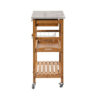 300620266a4420833b6d4.jpeg Jude Rolling Kitchen Bar Cart, 2 Shelves, Faux Marble, Brown Bamboo