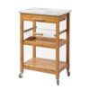 300620266a4420853e1ca.jpeg Jude Rolling Kitchen Bar Cart, 2 Shelves, Faux Marble, Brown Bamboo
