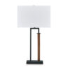 Table Lamp Set of 2, Curved Wired Bronze Base, White Fabric Shade