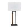 Table Lamp Set of 2, Curved Wired Bronze Base, White Fabric Shade