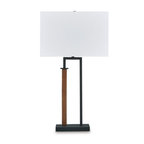 Table Lamp Set of 2, Curved Wired Bronze Base, White Fabric Shade