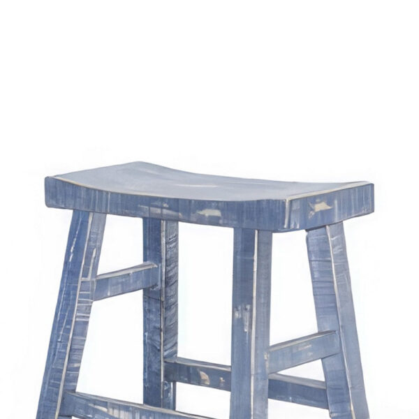 300620266a442107ec15d.jpeg Rena Counter Stool Set of 2, Saddle Seat, Ocean Blue Mahogany Wood