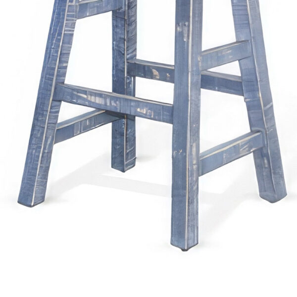 300620266a44210a1ad99.jpeg Rena Counter Stool Set of 2, Saddle Seat, Ocean Blue Mahogany Wood