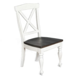 300620266a44213dd9b69.jpeg Orso Dining Side Chair Set of 2, Crossback, Brown Wood Seat, White