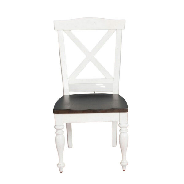 300620266a44213fee89d.jpeg Orso Dining Side Chair Set of 2, Crossback, Brown Wood Seat, White