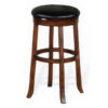 Reggie Swivel Barstool Set of 2, Black Faux Leather, Brown Mahogany
