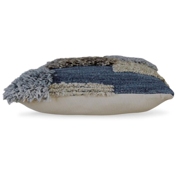 Square Accent Throw Pillow, 20 Inch Hand Knotted Patchwork, Gray Wool