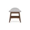 Jeyn Home Office Desk Chair, Gray Padded Saddle Seat, Brown Wood