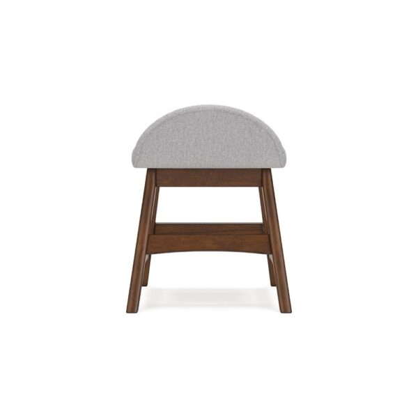 Jeyn Home Office Desk Chair, Gray Padded Saddle Seat, Brown Wood