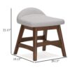 Jeyn Home Office Desk Chair, Gray Padded Saddle Seat, Brown Wood