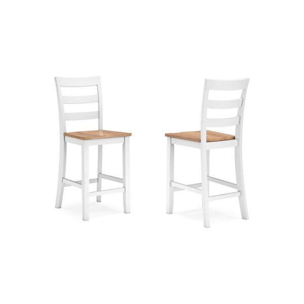 300620266a4421d515171.jpeg Gasy Counter Chair Set of 2, 24 Inch White Brown Solid Mango Wood
