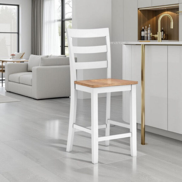 300620266a4421df67fde.jpeg Gasy Counter Chair Set of 2, 24 Inch White Brown Solid Mango Wood