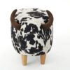 300620266a44223f3305c.jpeg Massy Cow Kids Ottoman 25 Inches, Black, White Velvet, Light Brown Horn