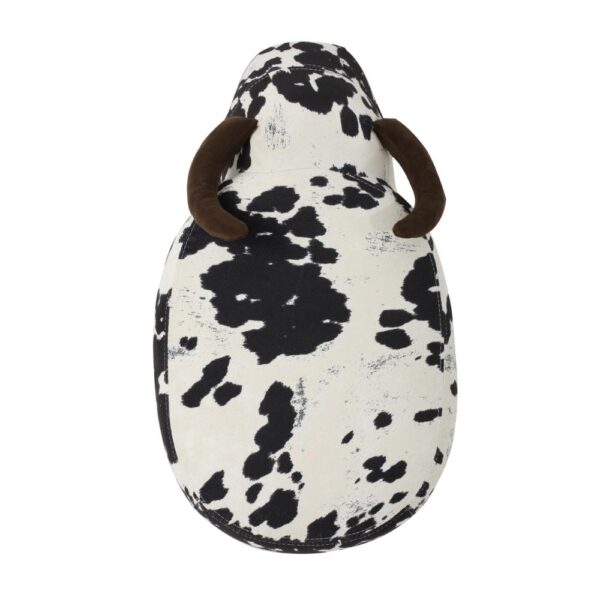 300620266a442243ebb3d.jpeg Massy Cow Kids Ottoman 25 Inches, Black, White Velvet, Light Brown Horn