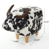 300620266a442245d9d6d.jpeg Massy Cow Kids Ottoman 25 Inches, Black, White Velvet, Light Brown Horn